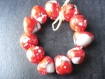 11 perles en polymere imitation pierre rouge