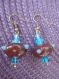 Boucles d'oreilles perles de verre marron/bleu