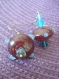 Boucles d'oreilles perles de verre marron/bleu