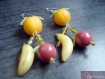 Boucles d'oreilles pendantes fruits en porcelaine froide