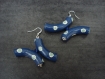 Boucles d'oreilles bleues en bois peint