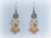 Boucles d'oreilles perles en verre et métal vieil or métal doré orange / bronze