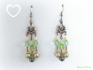 Boucles d'oreilles perles en verre et métal vieil or métal doré vert