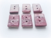 Lot 6 boutons rectangulaires roses