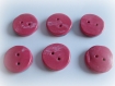 Lot 6 boutons ronds roses rouges