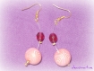 Boucles d'oreilles perles en pate polymere rose