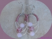 Boucles d'oreilles en aluminium et perle a facettes roses