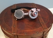 Goggles - lunettes steampunk avec loupe bordeaux et argent 