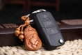 Sculpture en bois pendentif porte-clés, porte-clés de voiture, sculpture sur bois zodiac pig 3.9cm*2.6cm - sxk12 