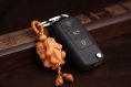 Sculpture en bois pendentif porte-clés, porte-clés de voiture, sculpture sur bois trois singes 3.3cm*2.9cm - ltk02 