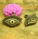 20 breloques charms 17x10mm antique bronze eye ch 1762 