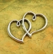 6 breloques antique silver twin heart charms 32x20mm ch1731 