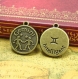 10 breloques charms antique bronze zodiac gemini charms 18x18mm ch0955 