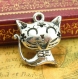 3 breloques charms cat argent 21x20mm ch1307 
