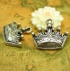 10 breloques antique silver crown charms 17x12mm ch0318 