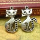 10 breloques charms antique silver cat cat pendentifs 22x16mm de ch0997 