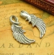 10 breloques antique silver wing charms pendentifs 32x10mm ch0811 