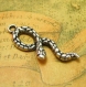10 breloques argent antique serpent charms 30x11mm ch0691 