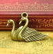 10 breloques en bronze antique swan charms 30x17mm ch0251 