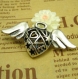 3 breloques charms winged charms coeur argent 40x19mm ch0589 