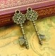 20 breloques charms skeleton key double face 34x11mm ch1120 