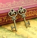 20 breloques charms bronze antique clés 21x9mm ch0885 