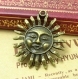 10 breloques en laiton antique soleil charms sun pendentifs 30mm ch0576 