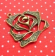 10 breloques en bronze antique de fleurs charms filigrane rose charms 28x25mm ch0210 
