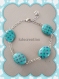 Bracelet perles céramique bleu et argenté 