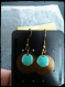 Boucles d'oreille émaillé turquoise et bronze 