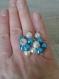 Bagues perles pendantes nacré bleu et blanche 