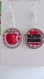 Boucle d'oreille et son collier cabochon sur le thème "pomme craquante" 