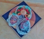 Masques 3d visages de carnaval en papier mâché et chapeau en paille sur toile 40x40cm 