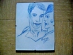 Portrait au crayon d'un couple 30x40cm.tableau dessin au crayon. 