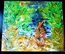 37.tableau peinture-fille sur la plage à la lune .tableau en parfait état. original,signé, mis en vente 