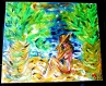 37.tableau peinture-fille sur la plage à la lune .tableau en parfait état. original,signé, mis en vente 