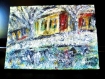 36.tableau peinture-paysage d'hiver abstraite moderne arbre sur toile de coton tableau en parfait état. original,signé, mis en vente 