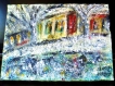 36.tableau peinture-paysage d'hiver abstraite moderne arbre sur toile de coton tableau en parfait état. original,signé, mis en vente 