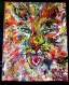 35.tableau peinture-un lion arc-en-ciel.tableau en parfait état. original,signé, mis en vente 
