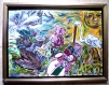 13tableau peinture-bonne fête de mamie marta .tableaux collage en parfait état tableau abstrait ,technique mixte en peinture acrylique fait 