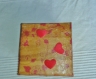 Boîte à bijoux carre trois cœur 3d en bois décorée en serviettes 
