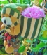 Décoration ours en peluche-porteur panier fleurs 