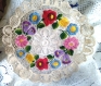 Napperon ronds en crochet floral et brodé main 
