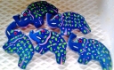 Lot de 5 grands pendentifs couleur en forme animaux d'afrique "eléphant" en bois 