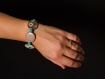 Bracelet naturel feminin marron turquoise et vert résiné 