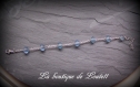 Bracelet argenté perles bleu ciel opaque 19 à 23cm 