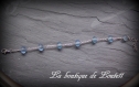 Bracelet argenté perles bleu ciel opaque 19 à 23cm 