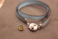 Bracelet lou, multi-tours bleu avec 2 boutons interchangeables 