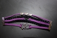 Bracelet tressé noir, violet et argenté 