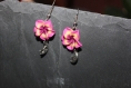 Boucles d'oreilles tendresse avec fleurs dans les tons roses 